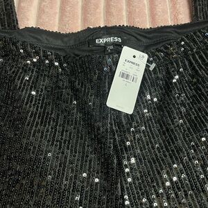 Express Black Sequin Wide Leg Pants